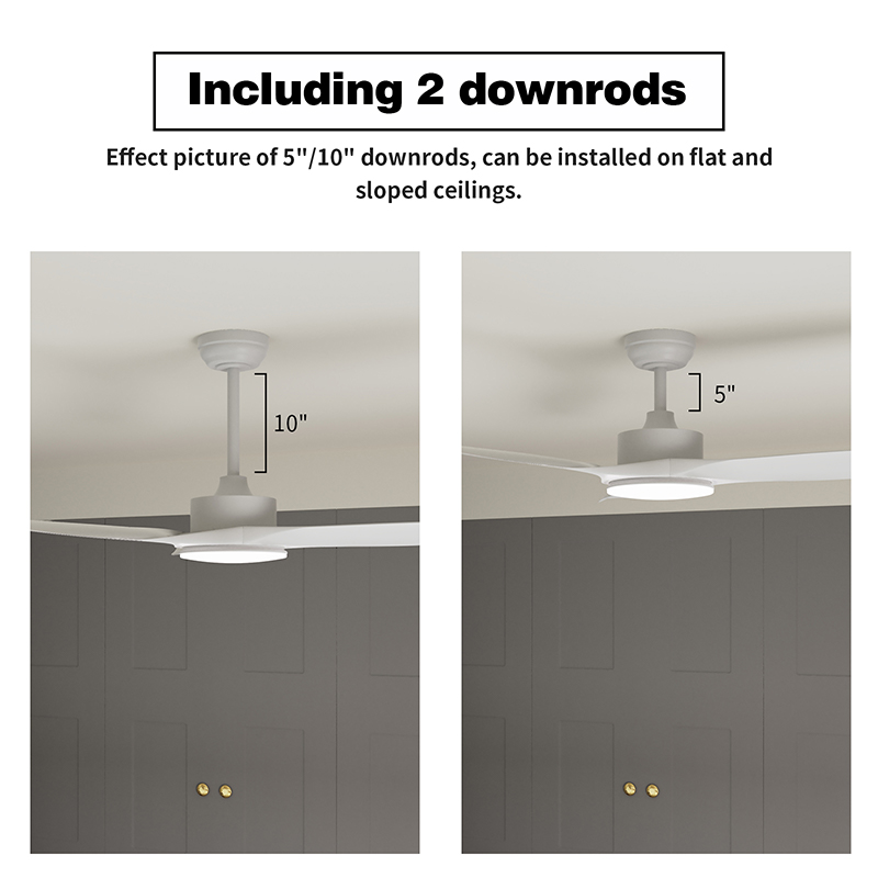 Ventiladores de techo blancos de 52 pulgadas con control remoto de luces