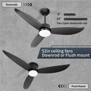 Luz de ventilador de techo retráctil de perfil bajo LED negra de 18W 3CCT