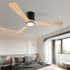 Ventiladores de techo con aspas de madera de color natural de 52 pulgadas con luces y control remoto