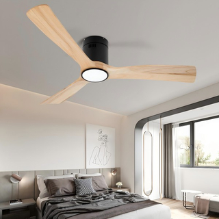 Ventiladores de techo con aspas de madera de color natural de 52 pulgadas con luces y control remoto