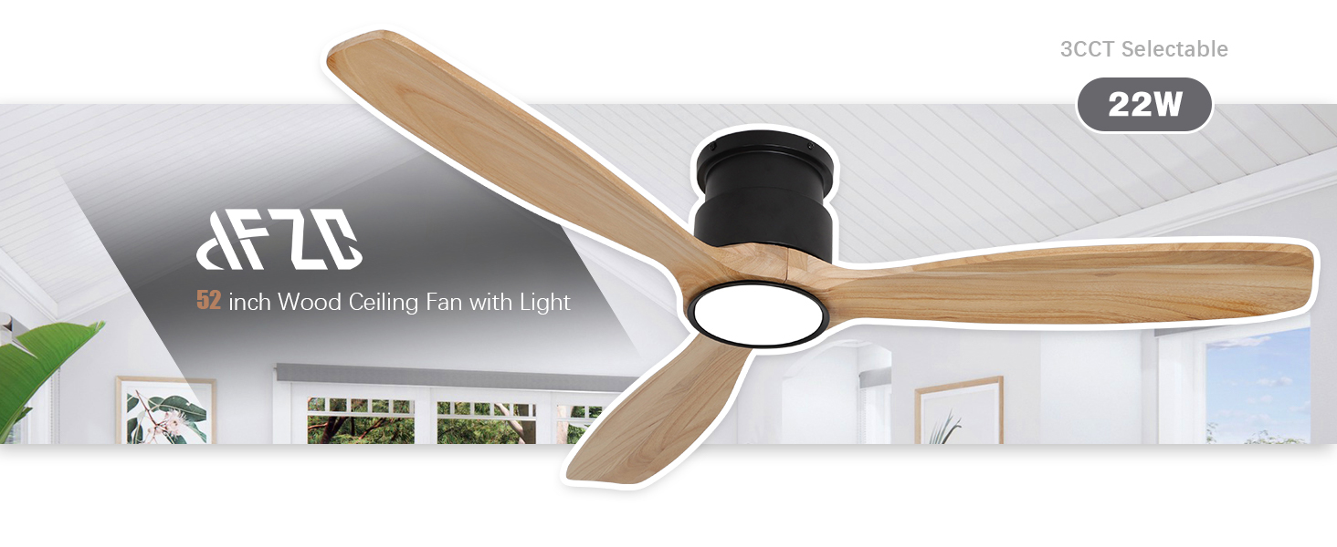 Luz de ventilador de techo de madera.