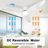 Moderno ventilador de techo blanco de perfil bajo de 52' con luz
