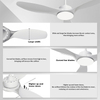 Ventiladores de techo blancos de 52 pulgadas con control remoto de luces