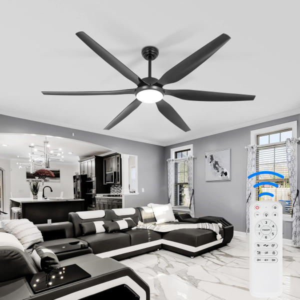 Ventilador de techo de 65 pulgadas con luces y control remoto negro