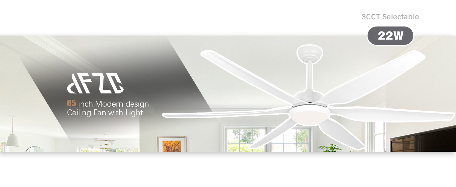 Luz de ventilador de techo blanca