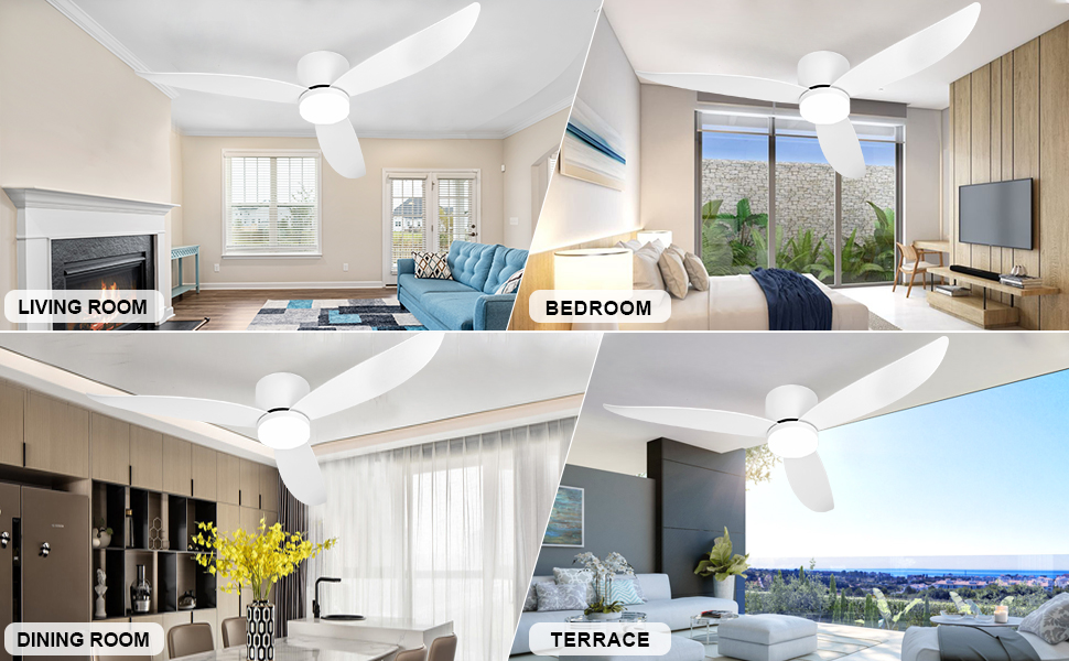 Escenarios de uso de la luz del ventilador de techo blanco