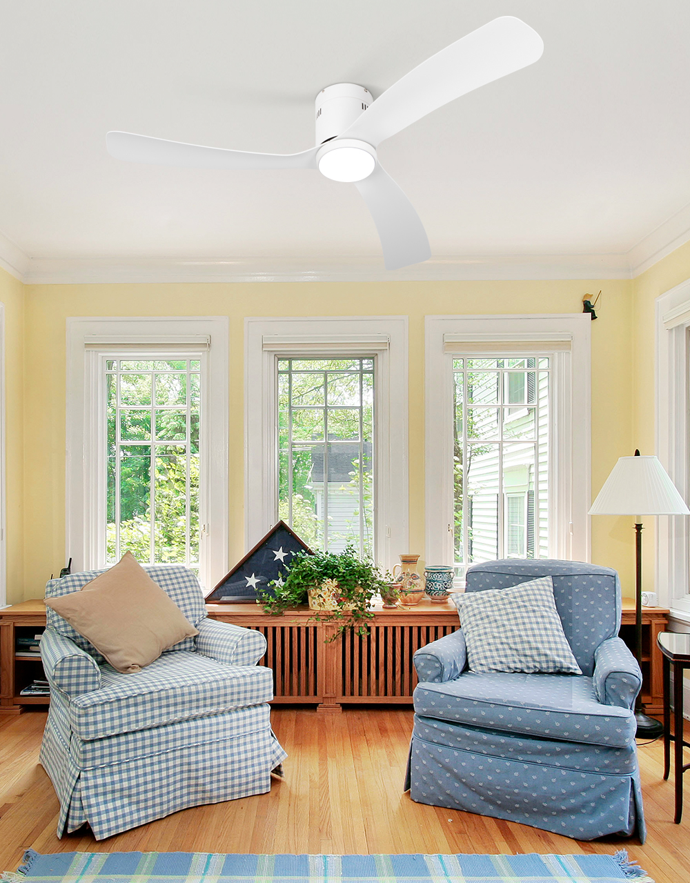 Escenarios de uso de estilo pastoral con luz de ventilador de techo blanca