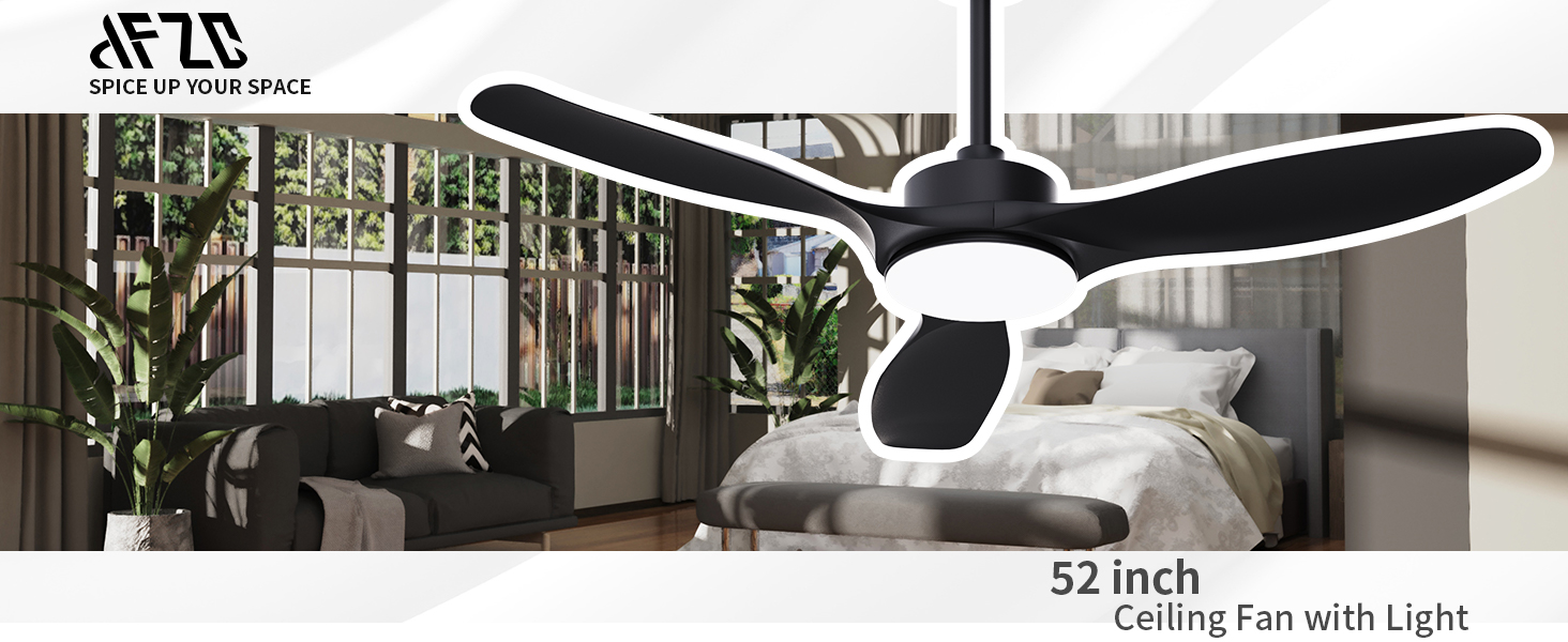 Ventiladores de techo negros de 52 pulgadas con luces