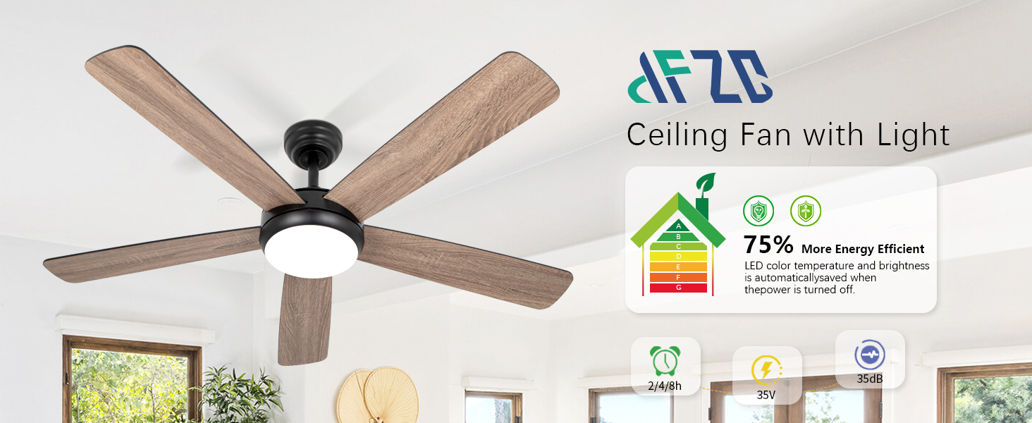 Luz de ventilador de techo de madera marrón