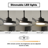 Ventiladores de techo negros de 52 pulgadas con control remoto de luces
