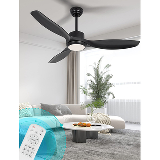 Ventilador de techo moderno con luz de 52 pulgadas negro