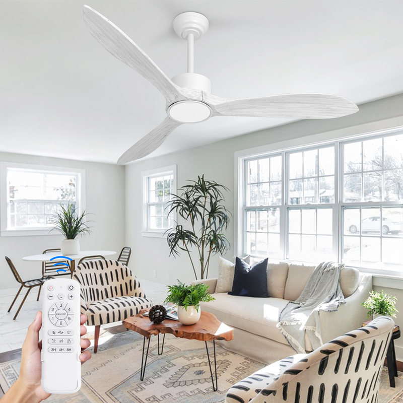 Ventiladores de techo clásicos de madera de 52 pulgadas con luces y control remoto