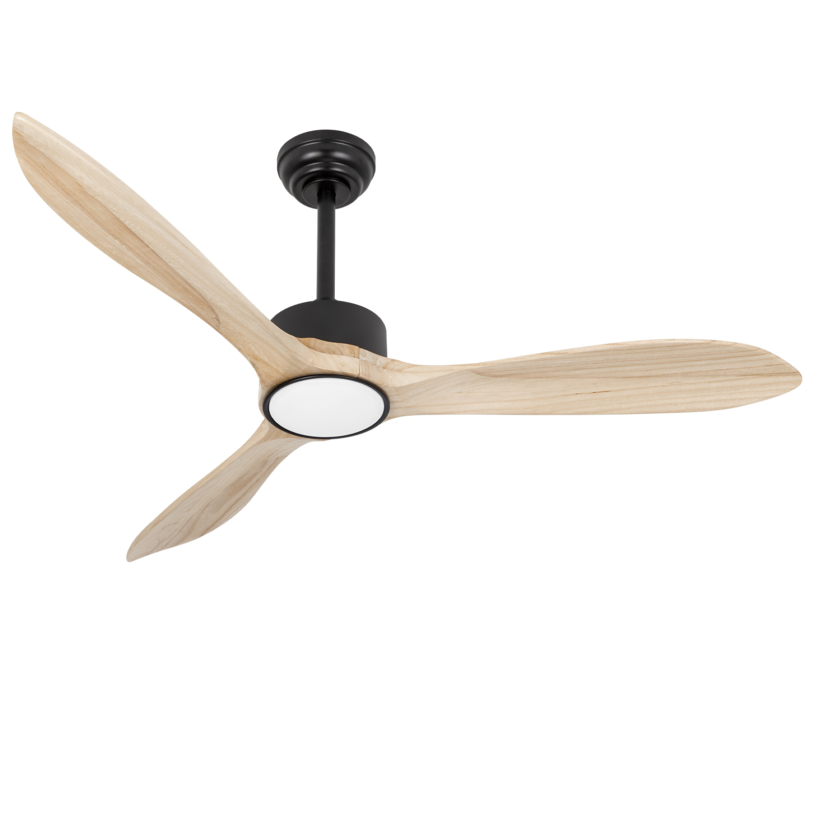 Luz de ventilador de techo de madera.