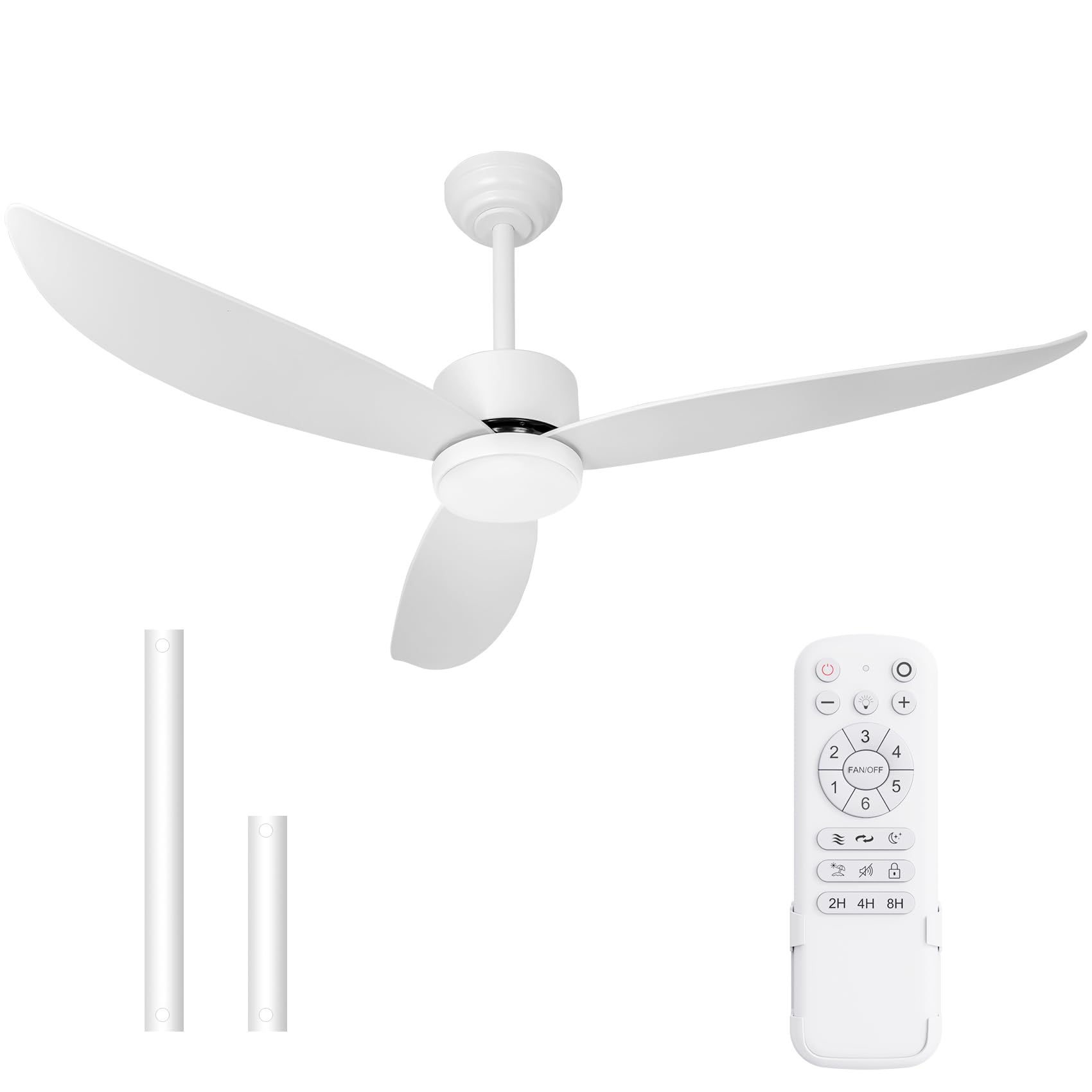 Ventiladores de techo blancos de 52'' con luces, con control remoto