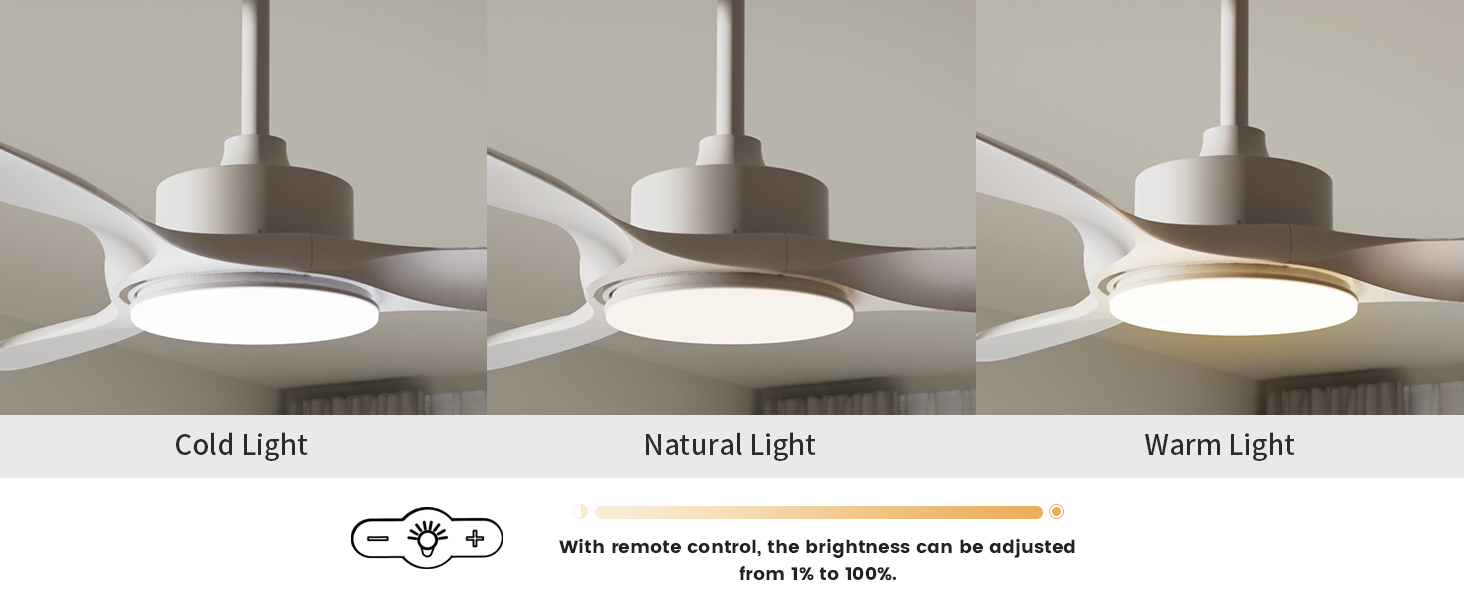 Ventilador de Techo 3CCT 22W Luz LED Regulable
