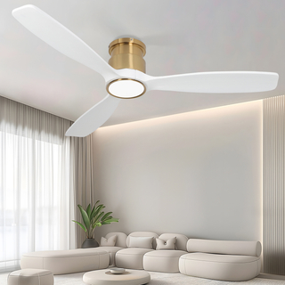 Ventilador de techo moderno de perfil bajo y montaje empotrado de 52 pulgadas con luz