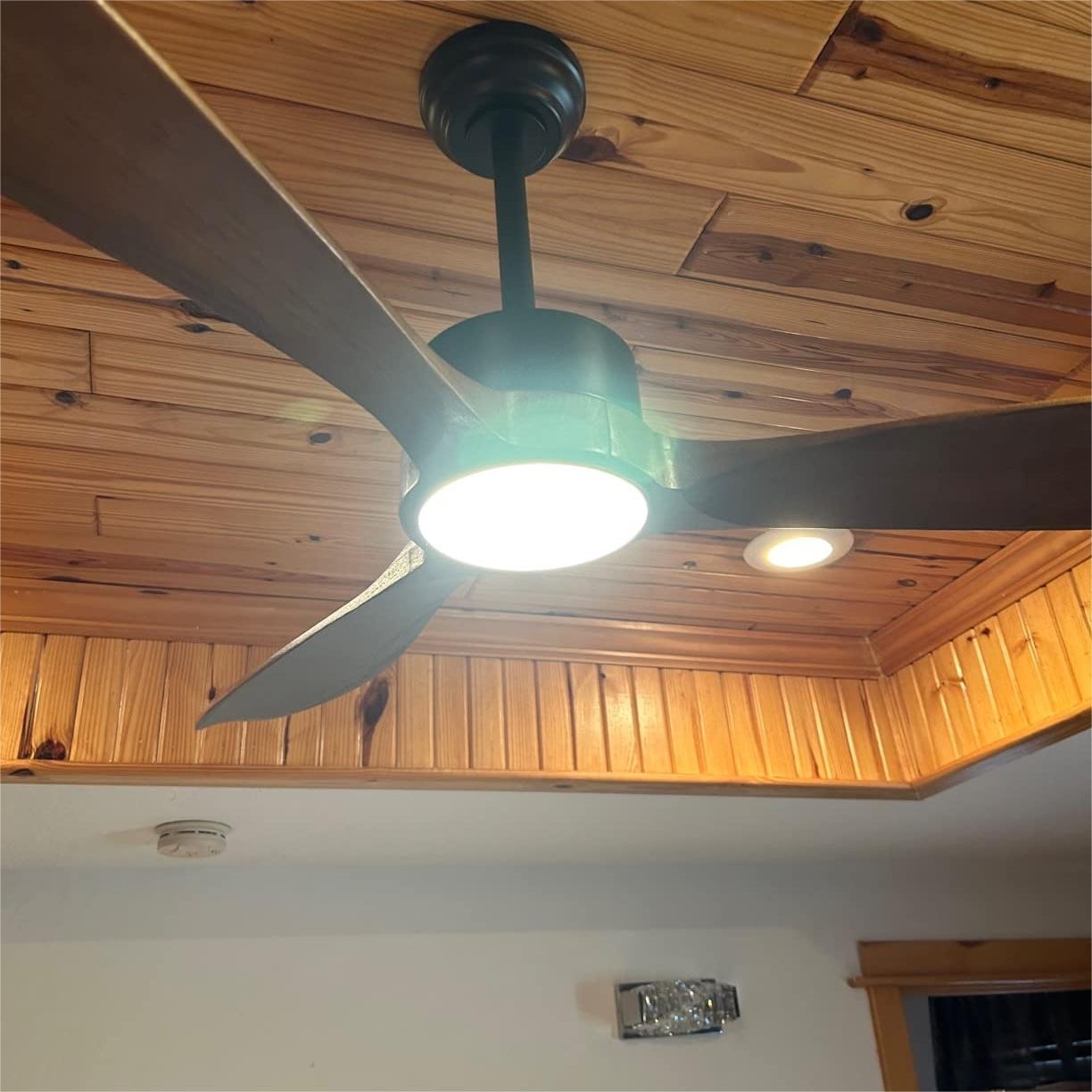 Luz de ventilador de techo de madera marrón