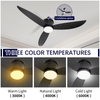 Luz de ventilador de techo retráctil de perfil bajo LED negra de 18W 3CCT