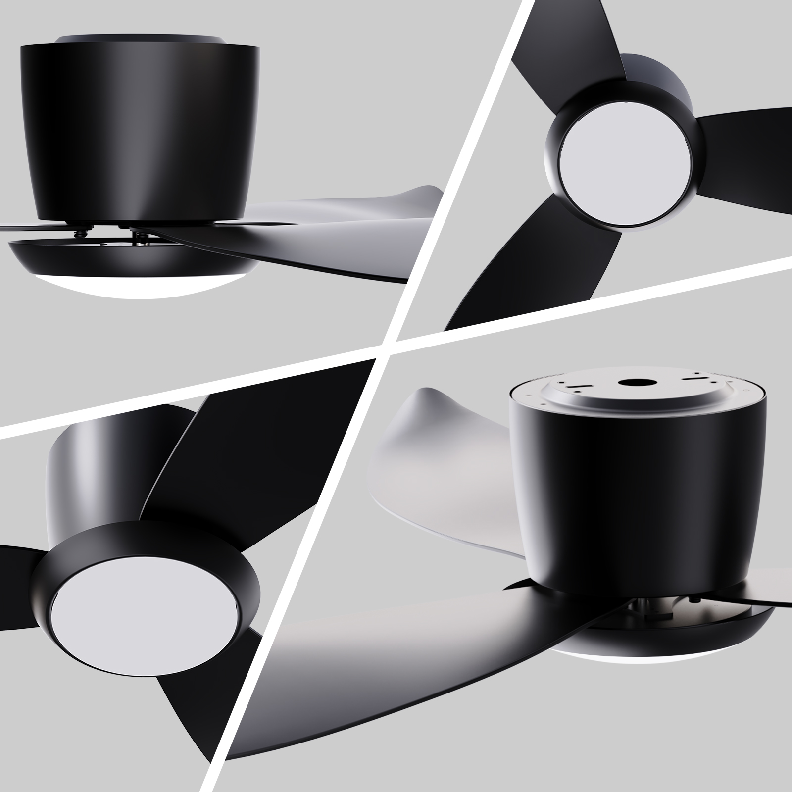 Negro 52'' 6 velocidades con ventiladores de techo para interiores y exteriores con control remoto