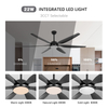Ventilador de techo de 65 pulgadas con luces y control remoto negro