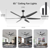 Ventilador de techo de 65 pulgadas con luces y control remoto negro