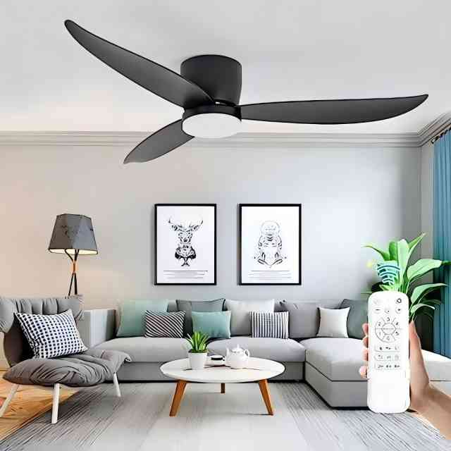 Negro 52'' 6 velocidades con ventiladores de techo para interiores y exteriores con control remoto