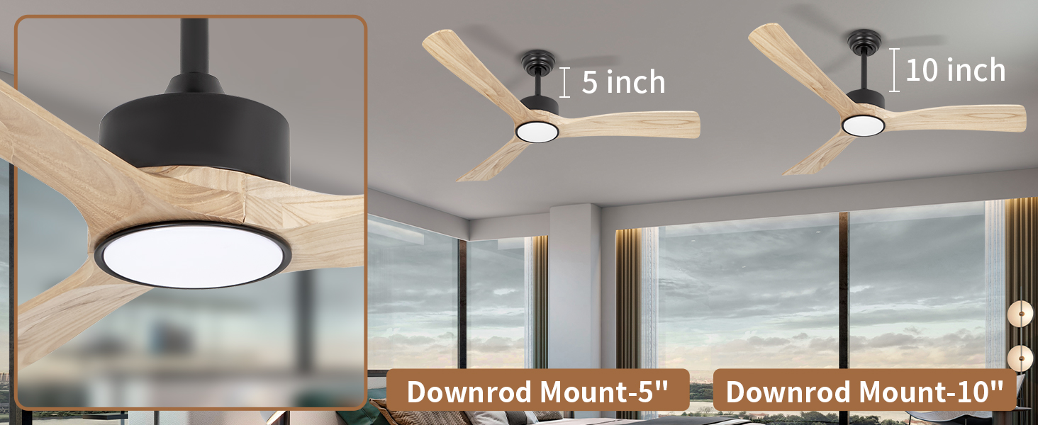 Altura del ventilador de techo ajustable