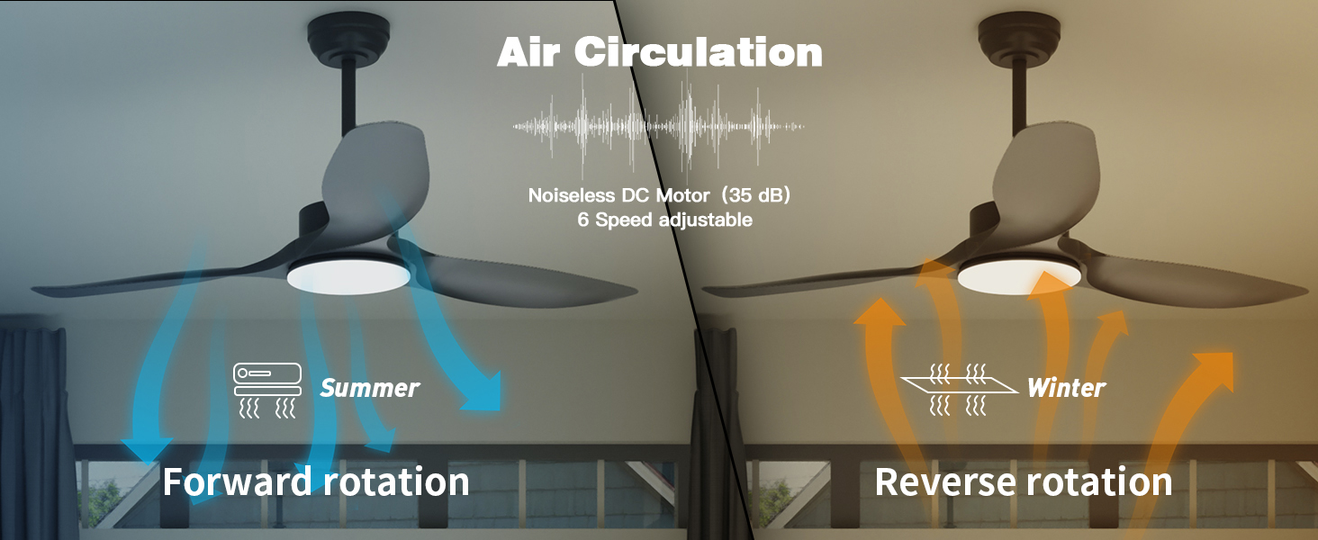 Luz del ventilador de techo ciclo frío y calor.