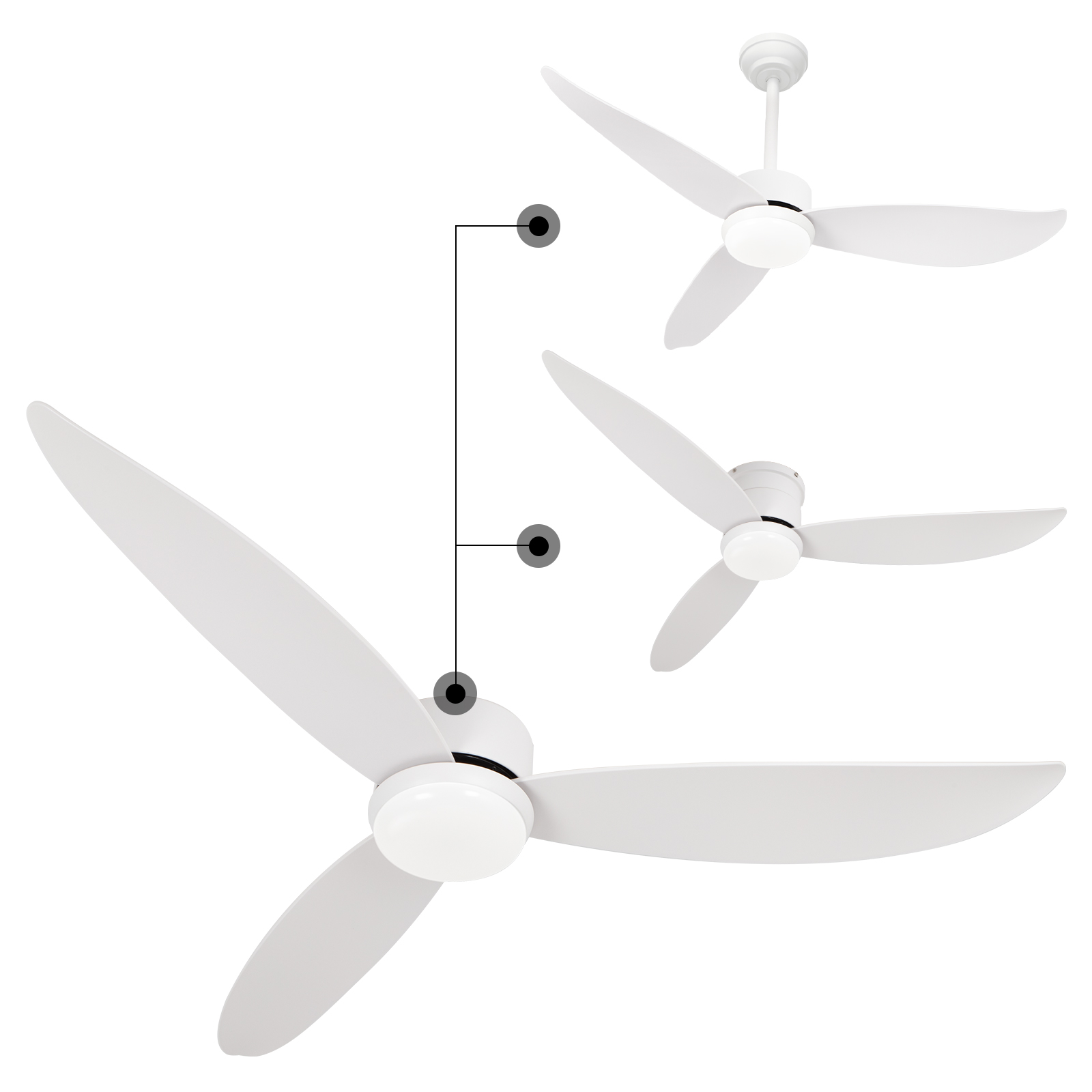 Fan de techo teledirigida moderna de las luces LED regulables de 52 pulgadas