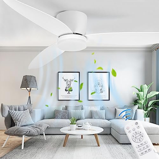 Moderno ventilador de techo blanco de perfil bajo de 52' con luz