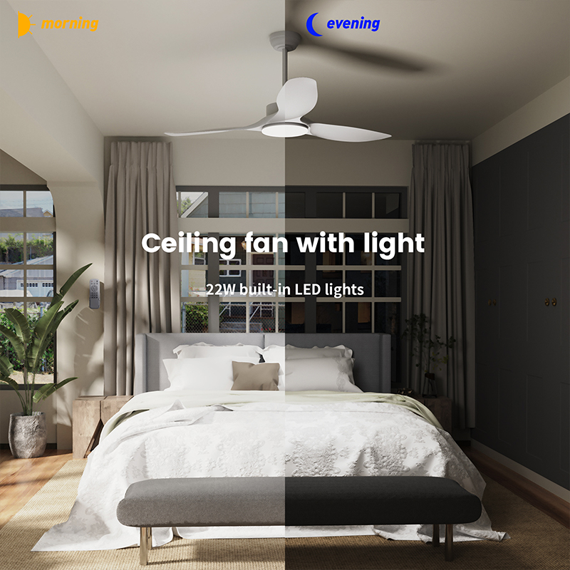 Ventiladores de techo blancos de 52 pulgadas con control remoto de luces