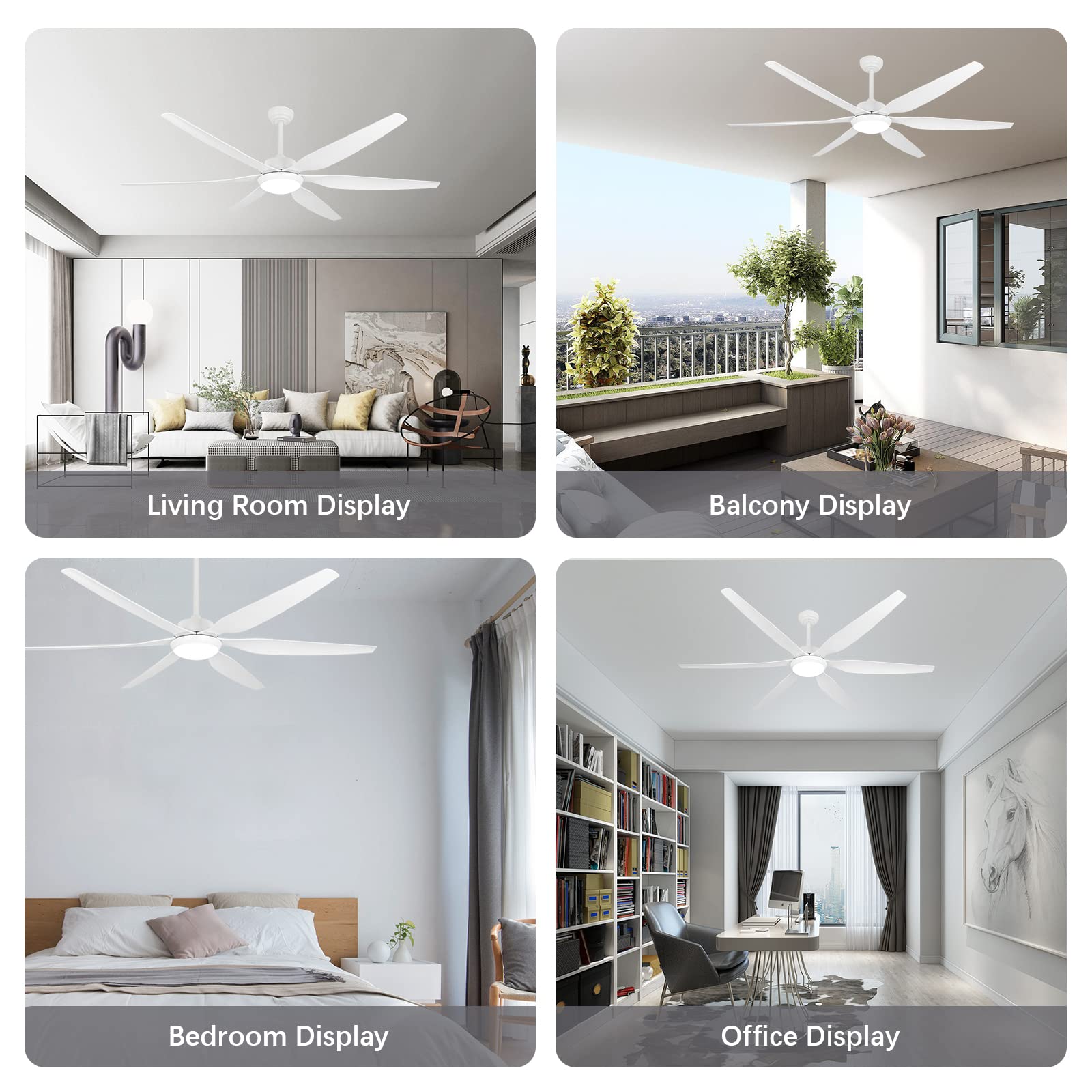 Ventilador de techo de 65 pulgadas con luces y control remoto