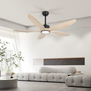 Ventilador de techo de 5 aspas de madera con luz y control remoto