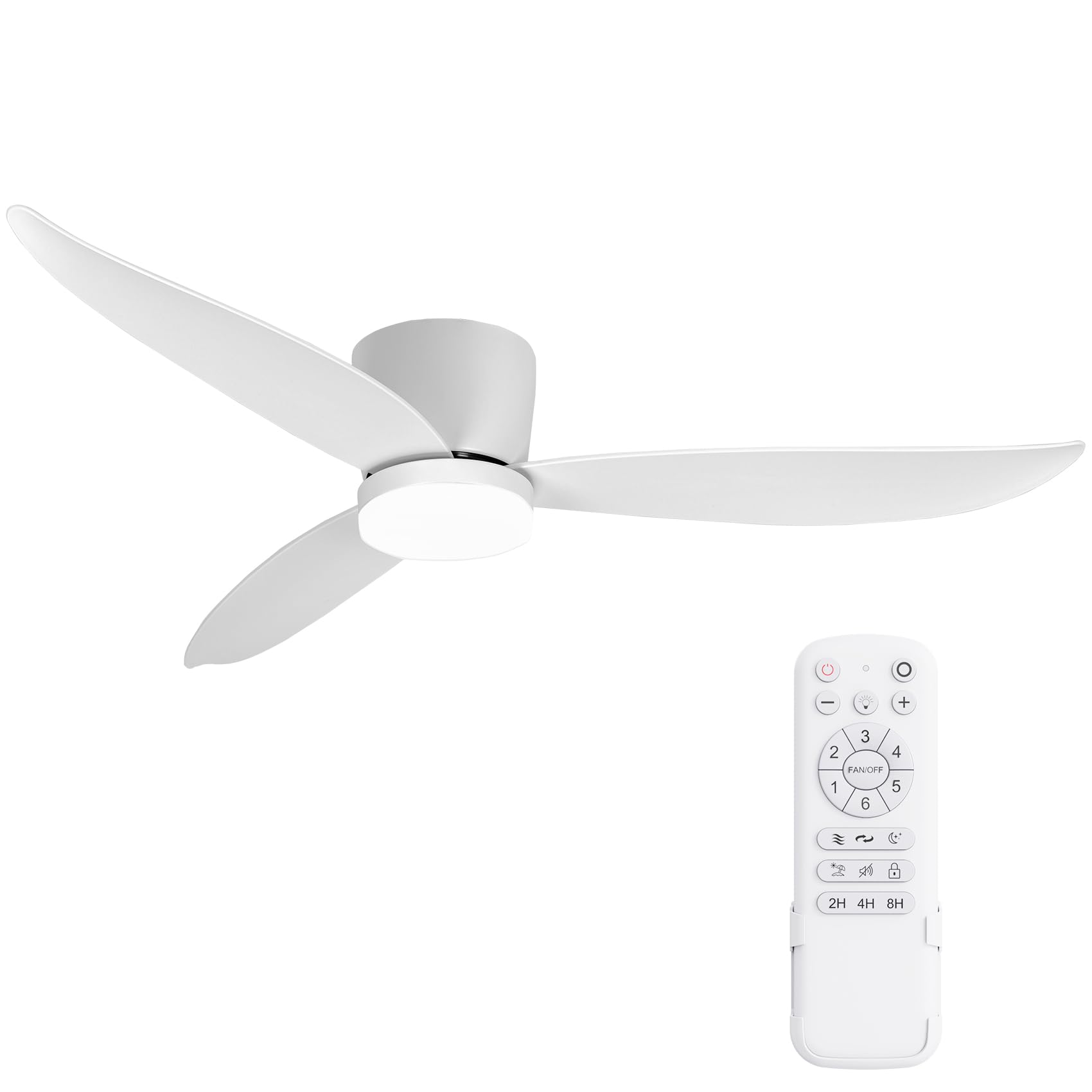 Moderno ventilador de techo blanco de perfil bajo de 52' con luz