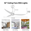 Ventiladores de techo blancos de 52'' con luces, con control remoto