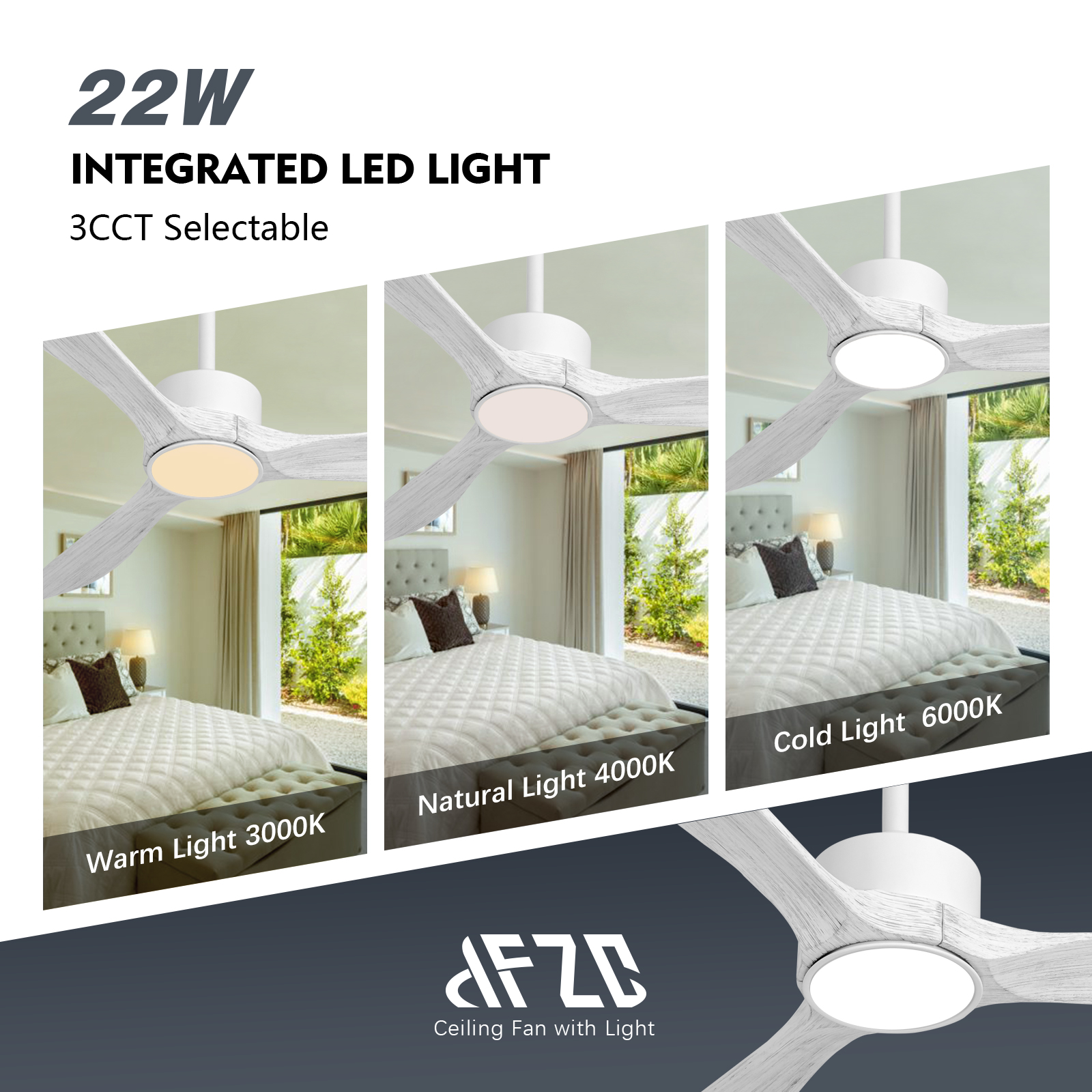 Ventiladores de techo clásicos de madera de 52 pulgadas con luces y control remoto